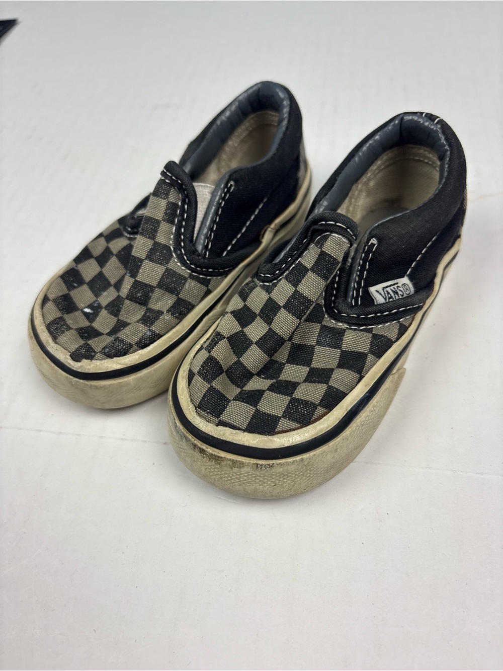 Vans Toddler Baby Size 5.5 Shoes Checkerboard Black Gray Classic Slip On Sneaker